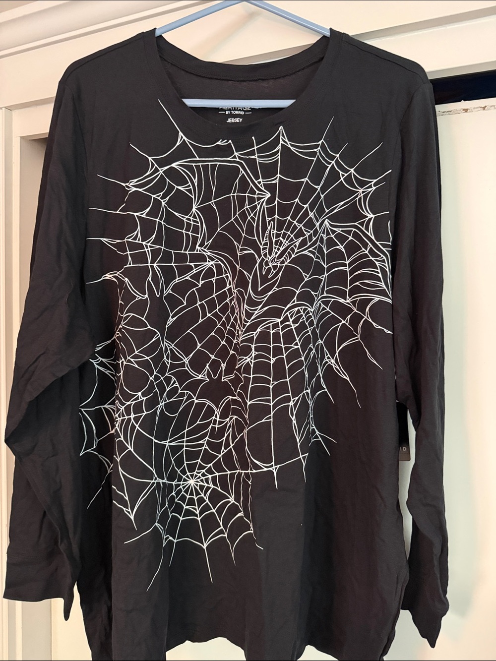 torrid Black Long-Sleeve Spiderweb Graphic Tee